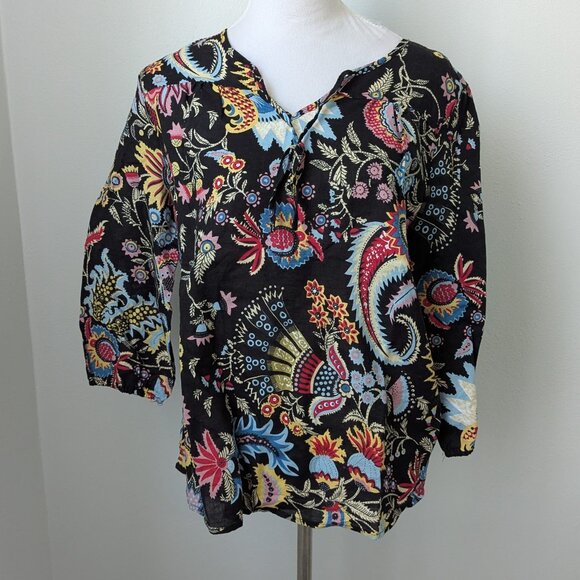 Hester & Orchard Tops - NWOT Hester & Orchard Linen Blend 3/4 Sleeve Floral Blouse, Medium